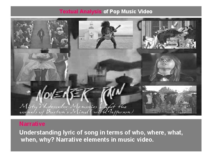 Textual Analysis of Pop Music Video Narrative Understanding lyric of song in terms of