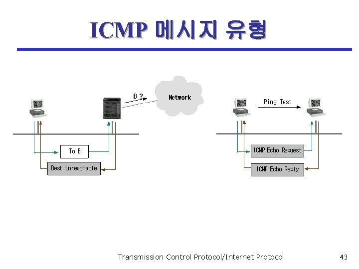 ICMP 메시지 유형 Transmission Control Protocol/Internet Protocol 43 