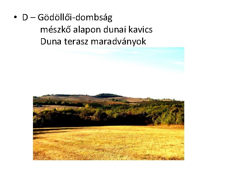  • D – Gödöllői-dombság mészkő alapon dunai kavics Duna terasz maradványok 