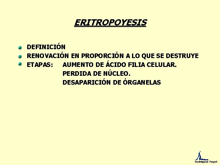 ERITROPOYESIS DEFINICIÓN RENOVACIÓN EN PROPORCIÓN A LO QUE SE DESTRUYE ETAPAS: AUMENTO DE ÁCIDO