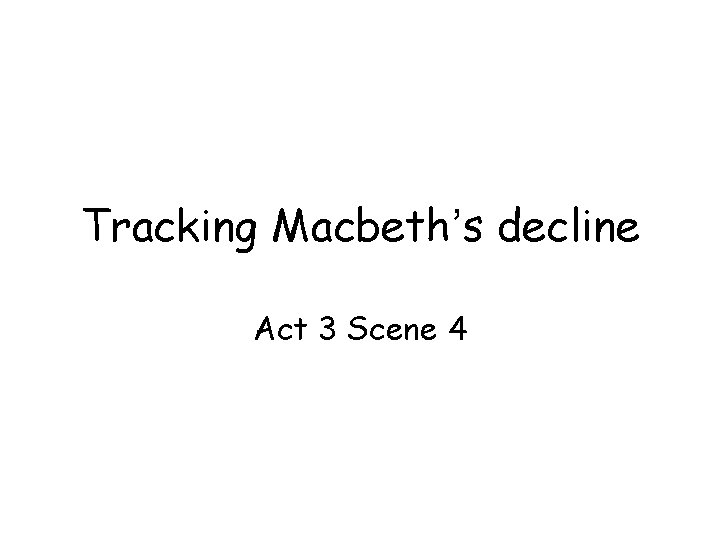 Tracking Macbeth’s decline Act 3 Scene 4 