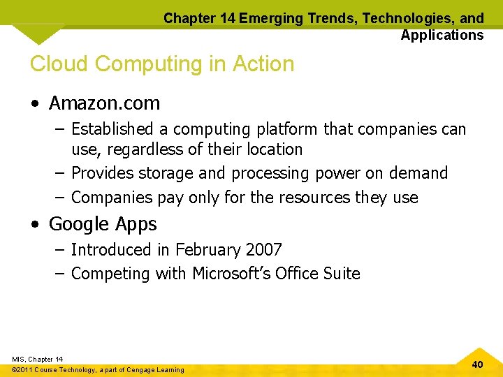 Chapter 14 Emerging Trends, Technologies, and Applications Cloud Computing in Action • Amazon. com