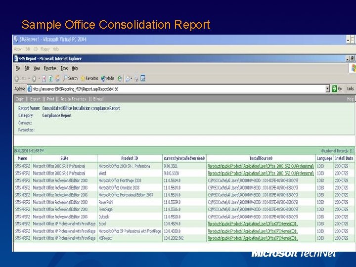 Sample Office Consolidation Report 