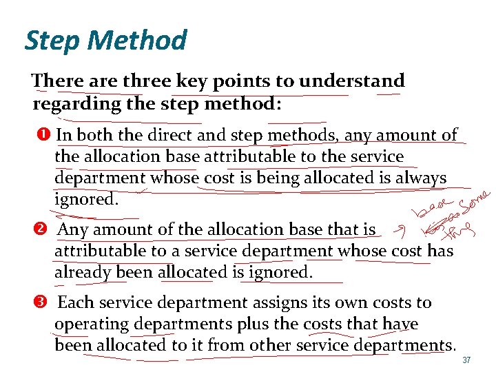 Step Method There are three key points to understand regarding the step method: In