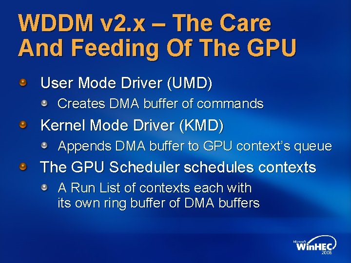 WDDM v 2. x – The Care And Feeding Of The GPU User Mode
