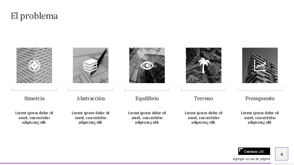 El problema Simetría Abstracción Equilibrio Terreno Presupuesto Lorem ipsum dolor sit amet, consectetur adipiscing