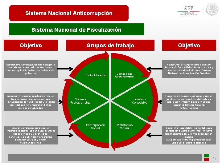 Sistema Nacional Anticorrupción Sistema Nacional de Fiscalización Objetivo Generar una estrategia para homologar la