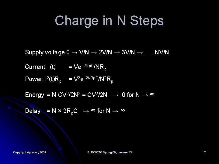 Charge in N Steps Supply voltage 0 → V/N → 2 V/N → 3