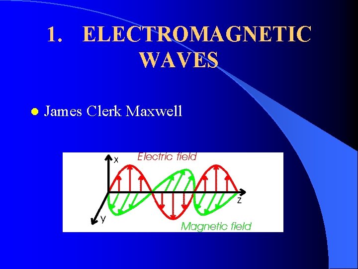 1. ELECTROMAGNETIC WAVES l James Clerk Maxwell 