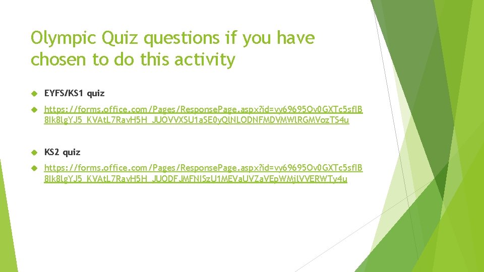 Olympic Quiz questions if you have chosen to do this activity EYFS/KS 1 quiz