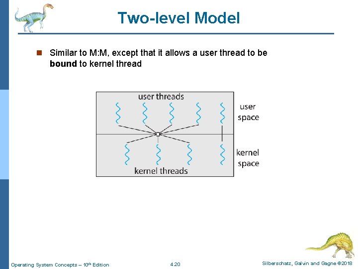 Two-level Model n Similar to M: M, except that it allows a user thread