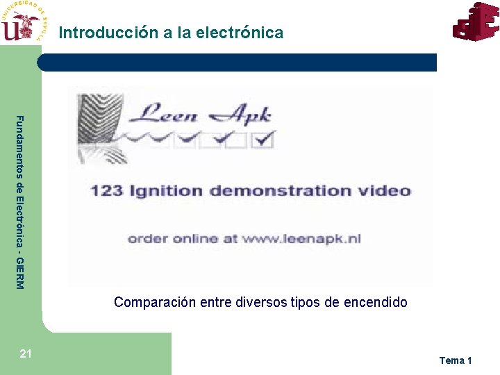 Introducción a la electrónica Fundamentos de Electrónica - GIERM Comparación entre diversos tipos de