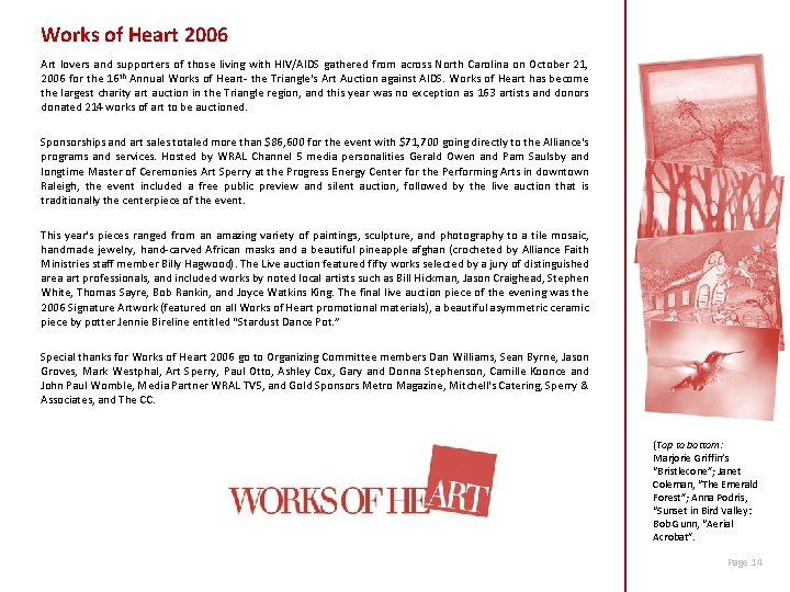 Works of Heart 2006 Art lovers and supporters of those living with HIV/AIDS gathered