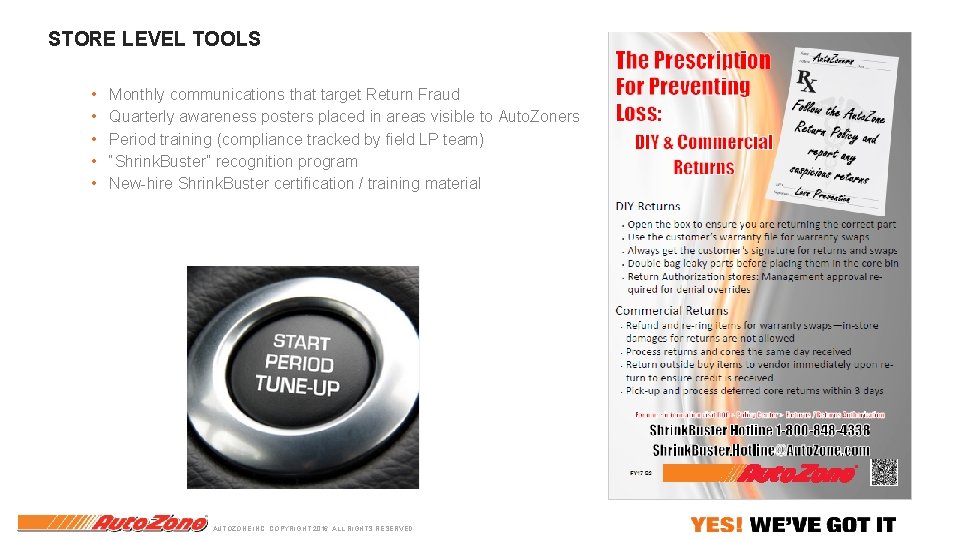 STORE LEVEL TOOLS • • • Monthly communications that target Return Fraud Quarterly awareness STORE LEVEL TOOLS • • • Monthly communications that target Return Fraud Quarterly awareness