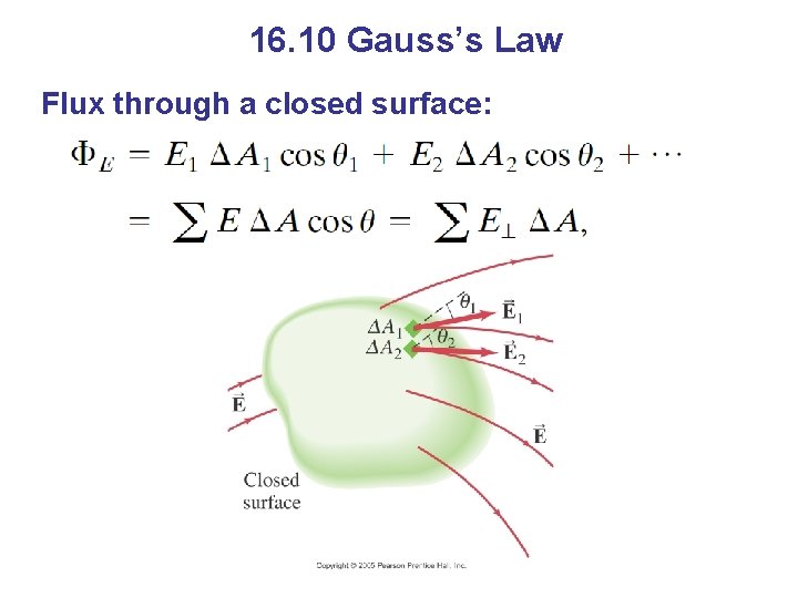16. 10 Gauss’s Law Flux through a closed surface: 