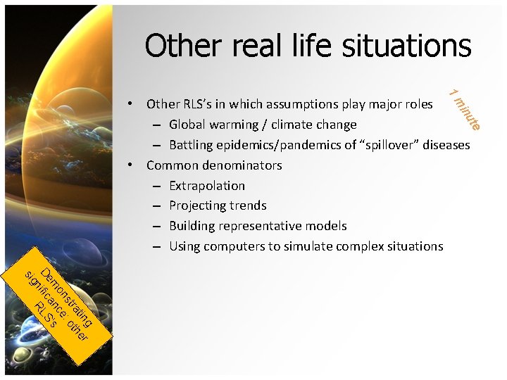 Other real life situations 1 m te inu • Other RLS’s in which assumptions Other real life situations 1 m te inu • Other RLS’s in which assumptions