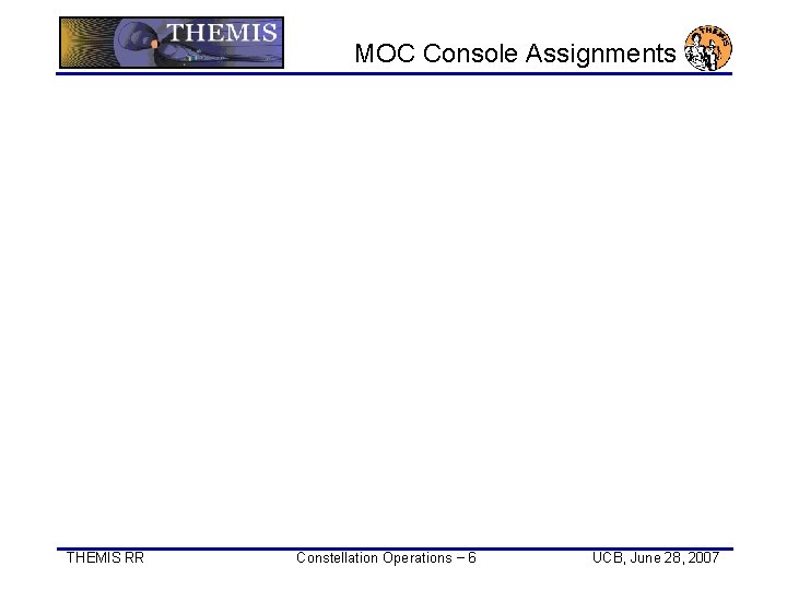 MOC Console Assignments THEMIS RR Constellation Operations − 6 UCB, June 28, 2007 
