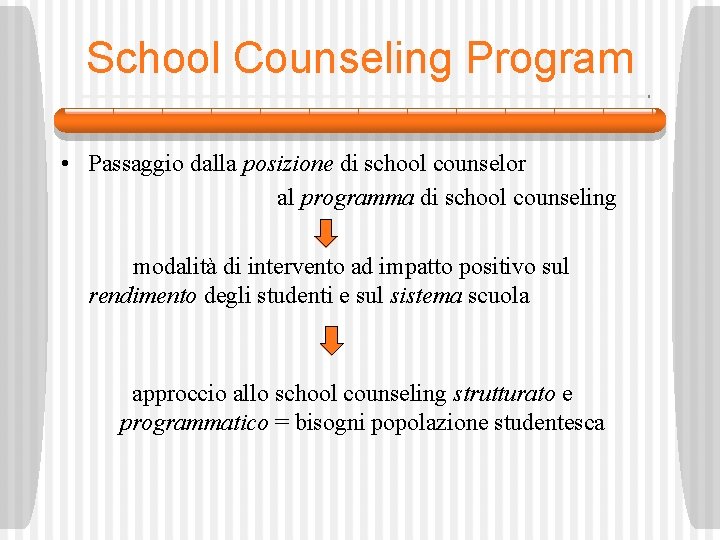 School Counseling Program • Passaggio dalla posizione di school counselor al programma di school