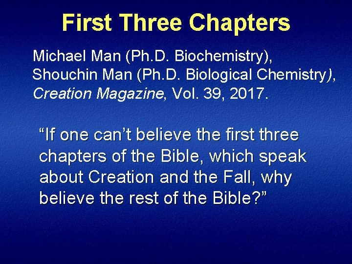 First Three Chapters Michael Man (Ph. D. Biochemistry), Shouchin Man (Ph. D. Biological Chemistry),
