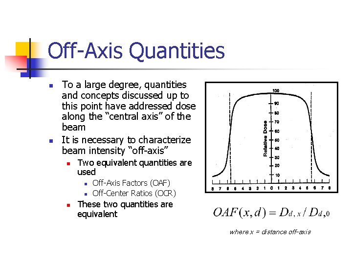 Off-Axis Quantities n n To a large degree, quantities and concepts discussed up to