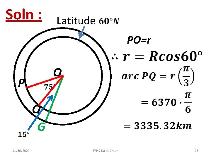 Soln : Latitude PO=r O P Q G 11/30/2020 FYHS-Kulai, Chtan 26 