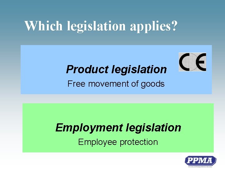 Which legislation applies? Product legislation Free movement of goods Employment legislation Employee protection 