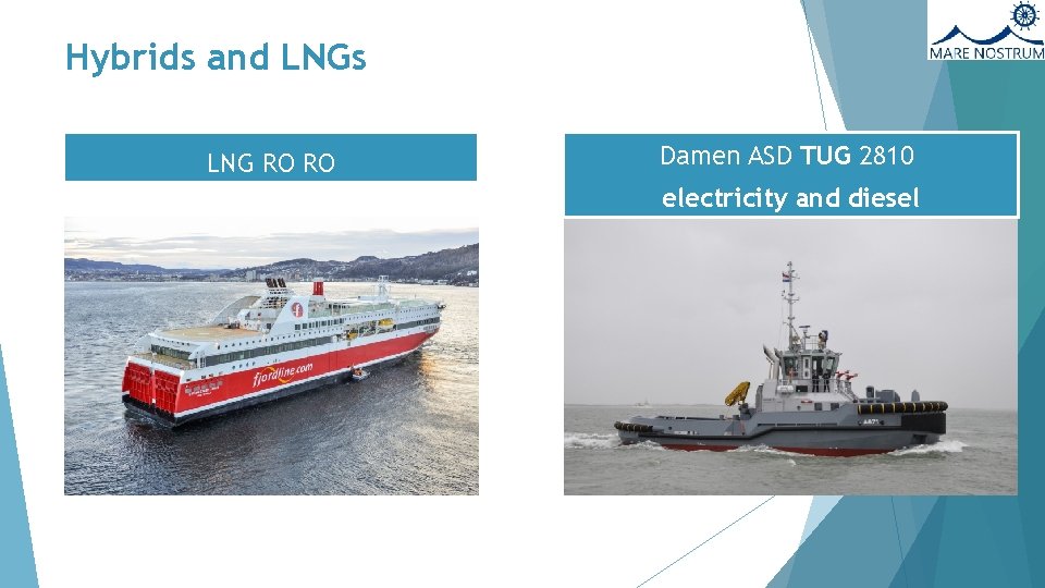 Hybrids and LNGs LNG RO RO Damen ASD TUG 2810 electricity and diesel 