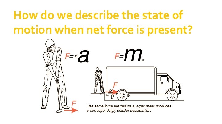 How do we describe the state of motion when net force is present? How do we describe the state of motion when net force is present?