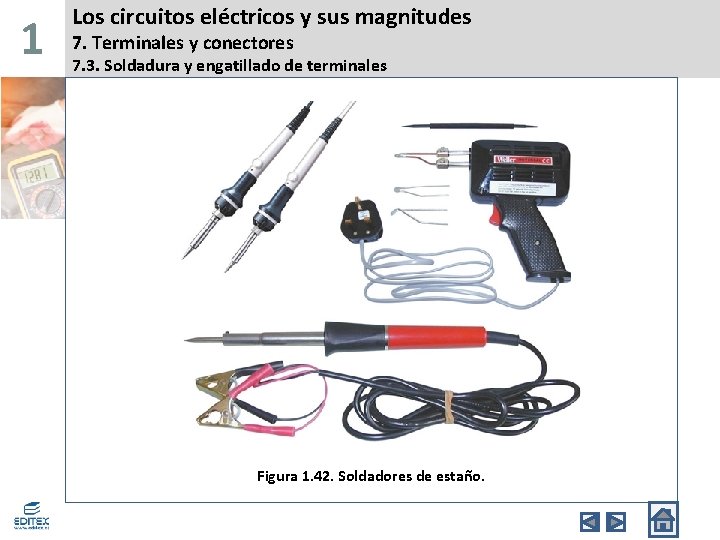 1 Los circuitos eléctricos y sus magnitudes 7. Terminales y conectores 7. 3. Soldadura