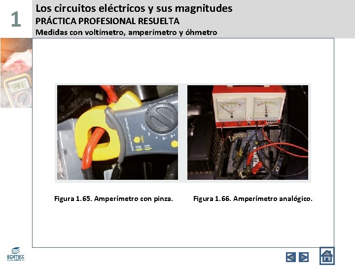 1 Los circuitos eléctricos y sus magnitudes PRÁCTICA PROFESIONAL RESUELTA Medidas con voltímetro, amperímetro
