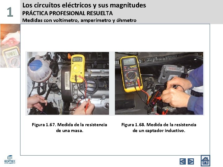 1 Los circuitos eléctricos y sus magnitudes PRÁCTICA PROFESIONAL RESUELTA Medidas con voltímetro, amperímetro