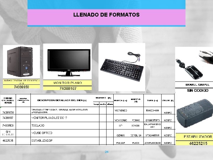LLENADO DE FORMATOS 24 LLENADO DE FORMATOS 24