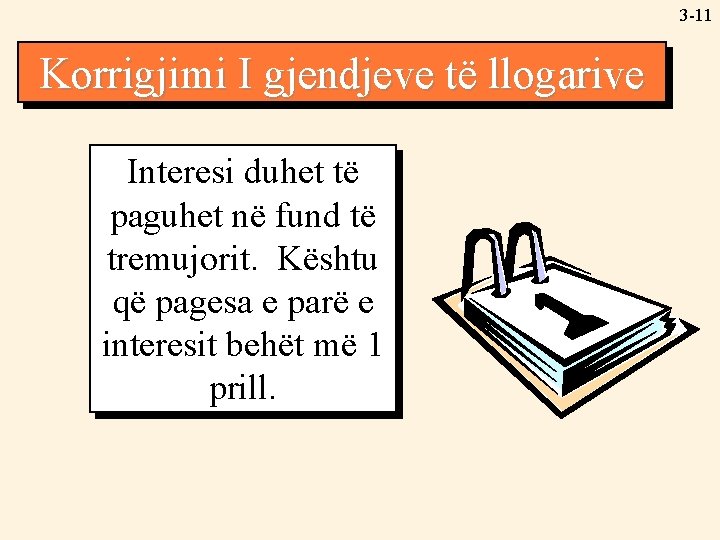3 -11 Korrigjimi Adjusting I gjendjeve Account të Balances llogarive Interesi duhet të paguhet