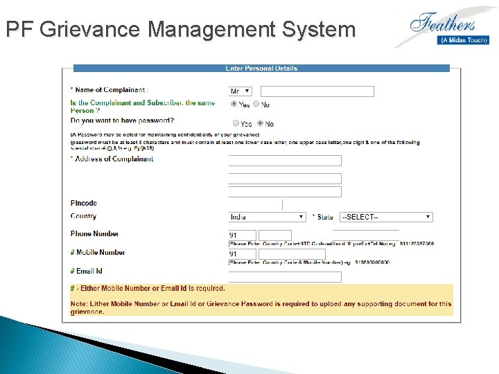 PF Grievance Management System 