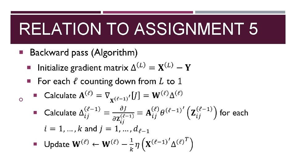 RELATION TO ASSIGNMENT 5 