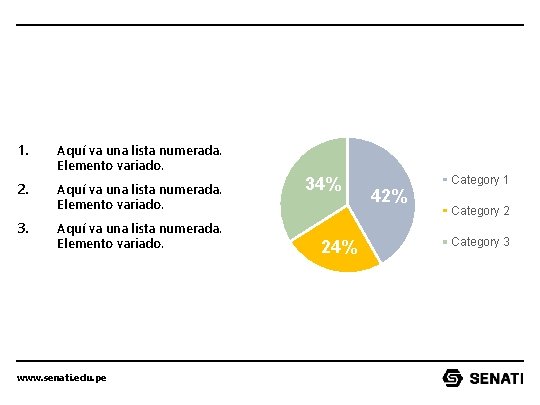 1. Aquí va una lista numerada. Elemento variado. 2. Aquí va una lista numerada.