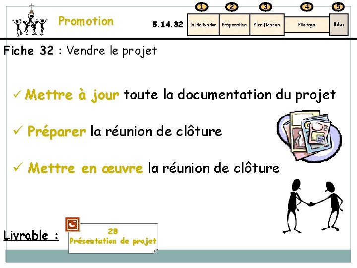 1 Promotion 5. 14. 32 Initialisation 2 Préparation 3 4 5 Planification Pilotage Bilan