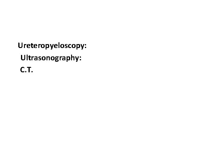 Ureteropyeloscopy: Ultrasonography: C. T. 