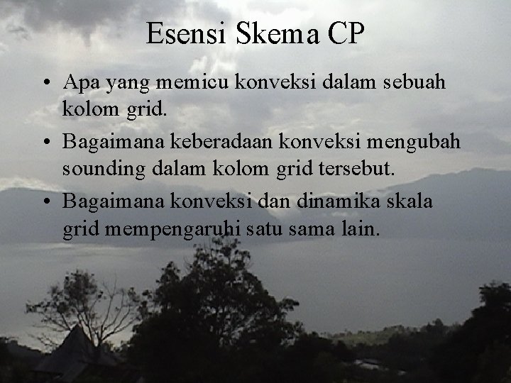 Esensi Skema CP • Apa yang memicu konveksi dalam sebuah kolom grid. • Bagaimana