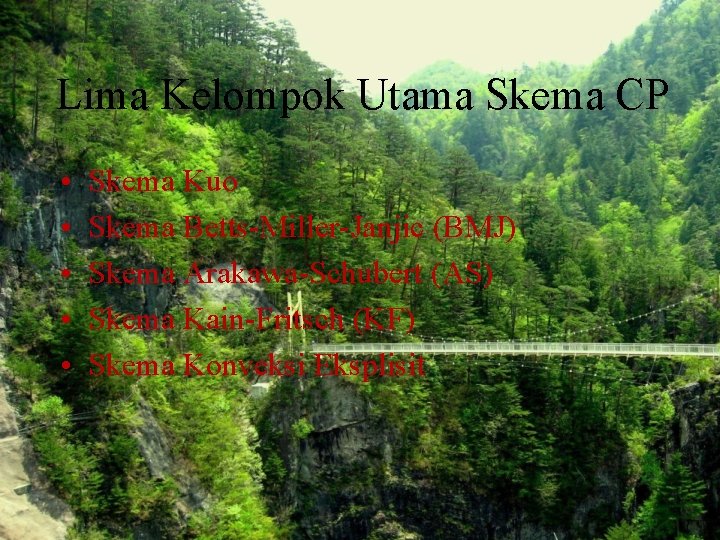 Lima Kelompok Utama Skema CP • • • Skema Kuo Skema Betts-Miller-Janjic (BMJ) Skema