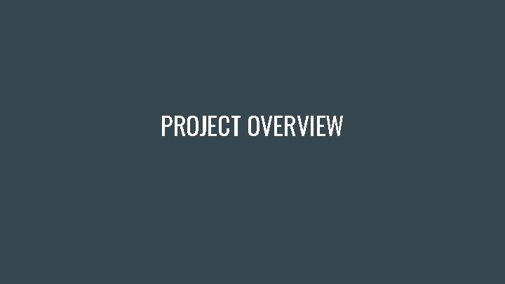 PROJECT OVERVIEW 