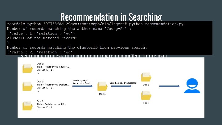 Recommendation in Searching ● We discussed various ways of implementing recommendation with the TML