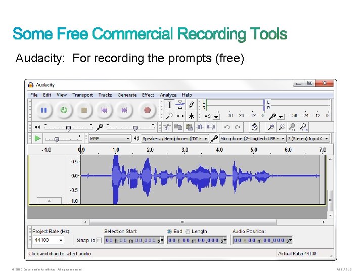 Audacity: For recording the prompts (free) © 2013 Cisco and/or its affiliates. All rights