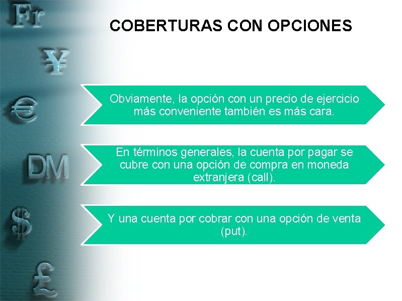 COBERTURAS CON OPCIONES Obviamente, la opción con un precio de ejercicio más conveniente también