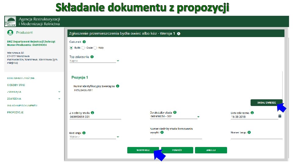 Składanie dokumentu z propozycji 