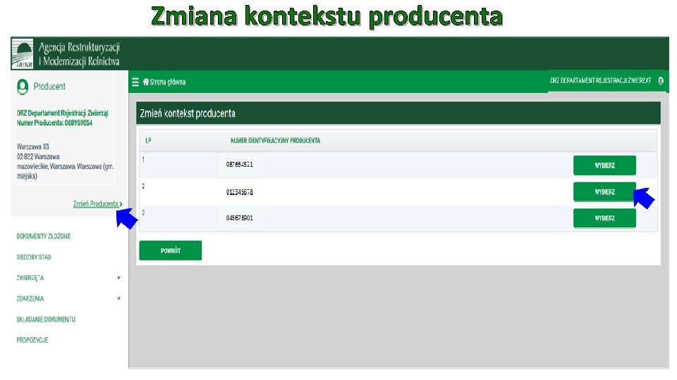 Zmiana kontekstu producenta 