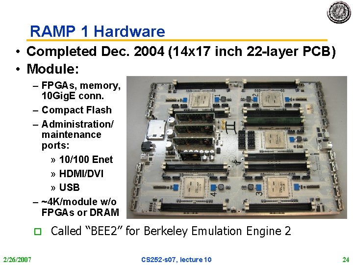 RAMP 1 Hardware • Completed Dec. 2004 (14 x 17 inch 22 -layer PCB)