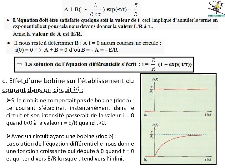 c. Effet d’une bobine sur l’établissement du courant dans un circuit (7) : ØSi
