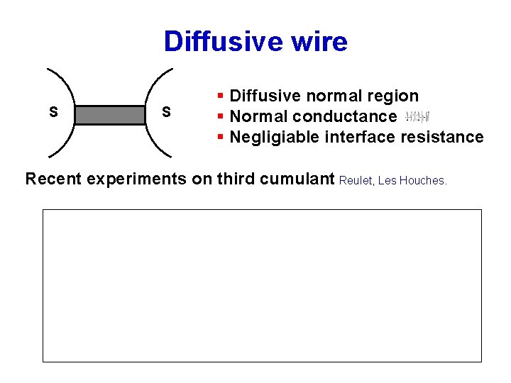 Diffusive wire S S § Diffusive normal region § Normal conductance § Negligiable interface