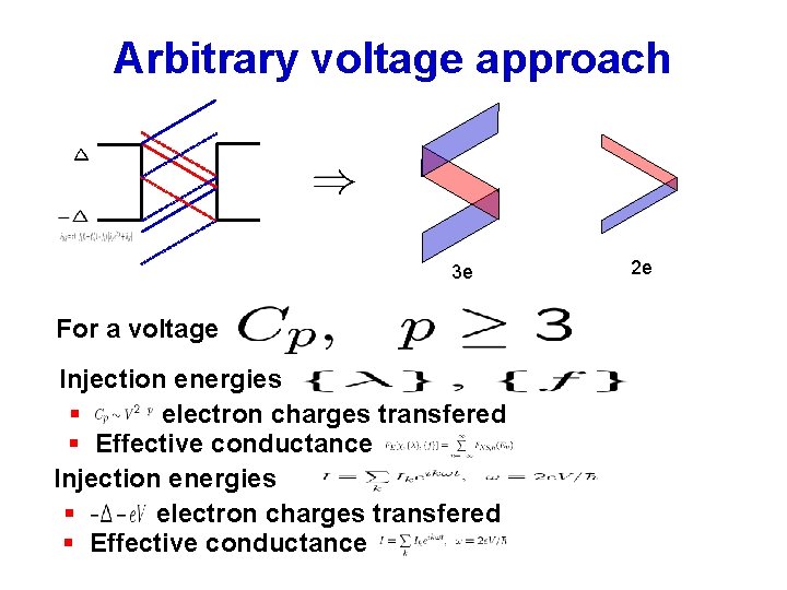 Arbitrary voltage approach 3 e For a voltage Injection energies § electron charges transfered